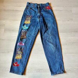 Appeal Women's Vintage 90's Embroidered Western High Rise Tapered Jeans Size 26